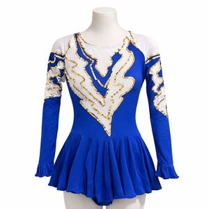 VTG 90s Blue Figure Skating Competition Leo with Gold Details Long Sleeve